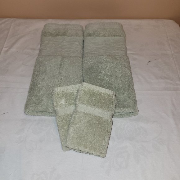 4pc Mint Green Wellesley Manor Bath Hand Towels. - Picture 1 of 7